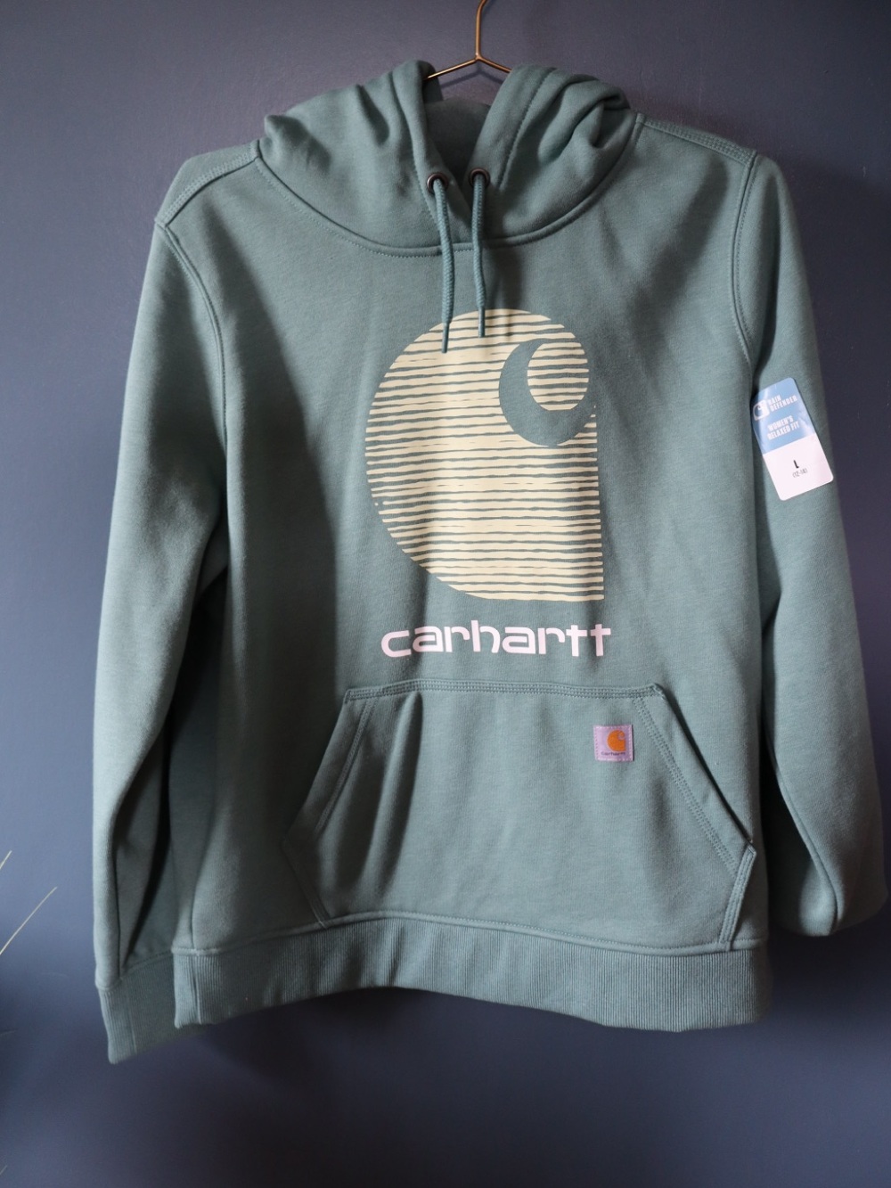 Carhartt Sage Green Logo Hoodie | | RAIN DEFENDER | NWT